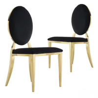 Chaise de banquet d'hôtel moderne en gros d'usine, dossier en acier inoxydable doré, revêtement en cuir, idéale pour les mariages, les halls et les restaurants