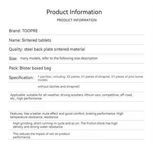 Plaquettes de frein à disque hydrauliques en céramique TOOPRE pour VTT, vélo de route et trottinette électrique - Product Image 5
