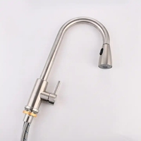 Robinet de cuisine en acier inoxydable noir, extractible à 360°, mitigeur eau chaude et froide, Grifo De Cocina