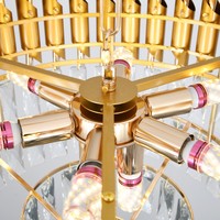 Lustre en Cristal Français de Luxe Sur Mesure Haut de Gamme, Suspension Ronde Dorée pour Salon, Éclairage de 55 cm de Diamètre