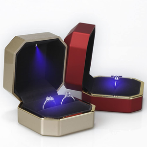 High-End Customized Leather Jewelry Box LED <b>Light</b> Square Velvet Packaging for Rings Necklaces Pendants Spray Painted - Product Image 2