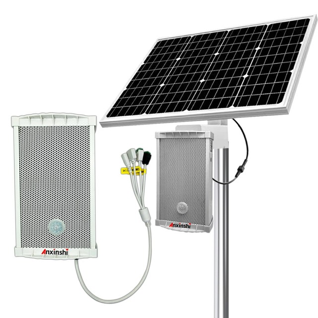 Anxinshi Solar Powered Smart Speaker with Human Shape Detection Intelligent Voice Broadcast Outdoor Waterproof Energy Saving