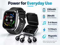 Jam Tangan Pintar D12 2 in 1 dengan Earbud TWS Clip, Layar Sentuh TFT 2,01 Inci, Bluetooth 5.3, Monitor Detak Jantung dan Tidur