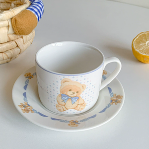 Korean Bear Ins Style Ceramic <b>Tea</b> <b>Cup</b> & Saucer <b>Set</b> Perfect Quality for Dessert Afternoon Latte Morning Coffee & More - Product Image 3