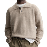 Tricoté sur mesure en mélange de laine doux pour homme, texture boutonnée 7GG, couleur unie, épais, haut de gamme, anti-plis, pour l'hiver et le printemps, vente en gros
