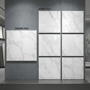 Carrara Silk Polished Porcelain <b>Floor</b> Tiles Luxury Marble Look Premium Glossy Design 80x80cm - Product Image 2