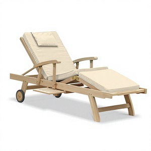 Tumbonas Reclinables de Madera Maciza de Teca de Lujo Modernas para Jardín Tropical y Muebles de Playa para Villas - Product Image 1