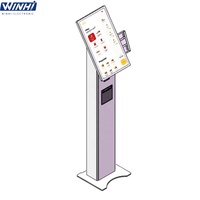 Desktop 15.6/21.5 inci layar sentuh kapasitif kios pemesanan mandiri dengan pemindai kode QR layanan mandiri untuk toko Burger