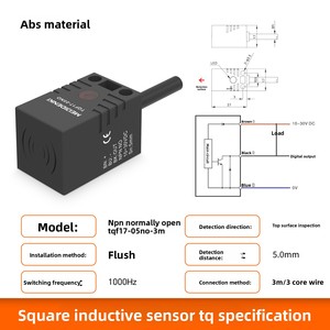 Akusense Cảm biến tiệm cận cảm ứng kim loại vuông 3.4M/5m dây IP67 5V NPN NC mô hình chỉ báo LED TEN09-2.5NO vít không nhúng - Product Image 4