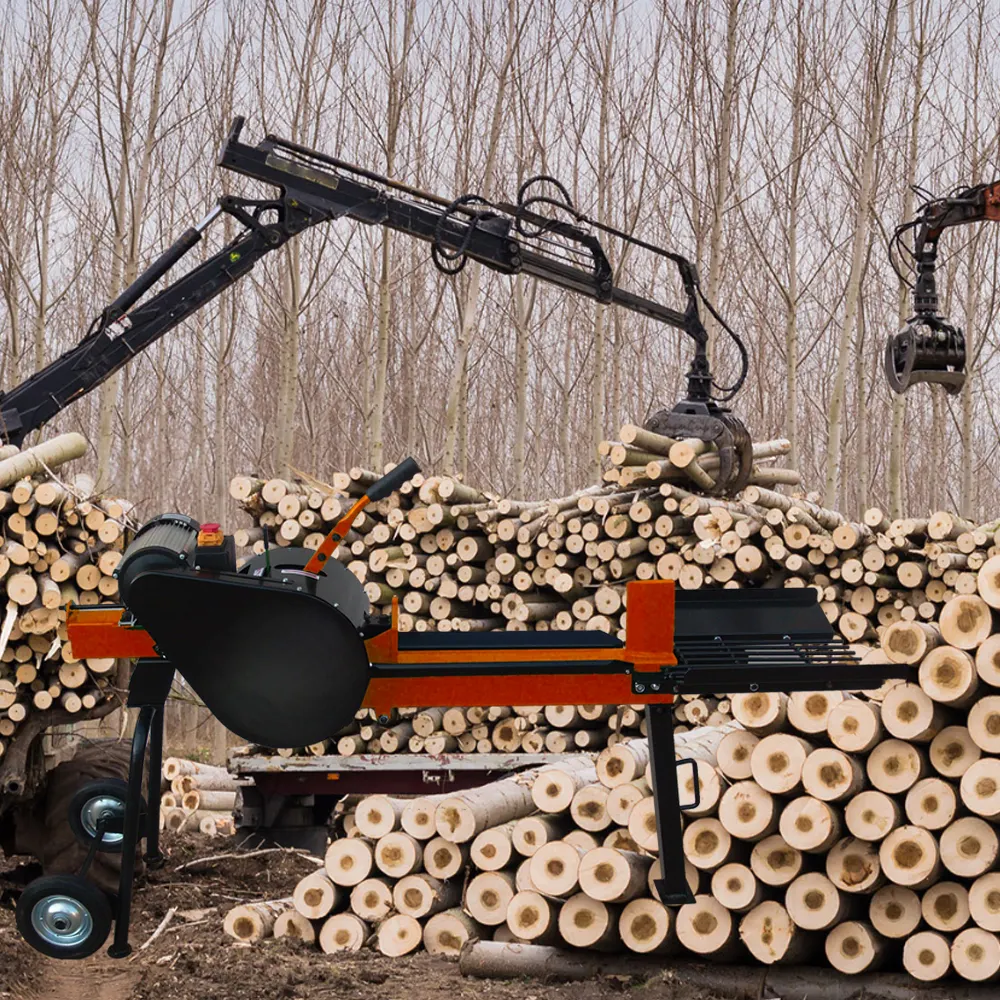 Iki volan 7 ton elektrik kinetik odun yarma makinesi kinetik mobil yakacak işlemci odun yarma makinesi satılık makine