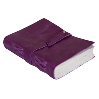 Carnet d'adresses en cuir violet A4 fait main avec papier écologique - Option cadeau avec logo personnalisé pour usage quotidien