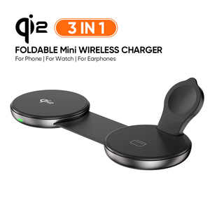 Estación de carga inalámbrica plegable Qi2 3 en 1 de 15W para teléfono, reloj y auriculares, cargador de escritorio con cuerpo de aluminio. - Product Image 1