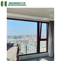 Lukliving Big View Windows Fenêtre en bois plaquée d'aluminium de sécurité à rupture thermique avec écran de sécurité