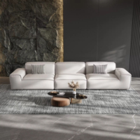 Ensemble de canapés de salon 3 places en cuir artificiel italien blanc avec rembourrage en éponge pour appartements – Vente en gros