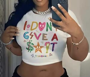 <span class=keywords><strong>Camiseta</strong></span> Corta de Verano 2026 con Estampado Divertido, Cuello Redondo y Manga Corta para <span class=keywords><strong>Mujer</strong></span>, Estilo Casual Diario - Product Image 2