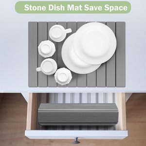 Stone Dish Drying <b>Mat</b> for Kitchen Counter Collapsible Kitchen Dish Drying Diatomaceous Earth <b>Mat</b> - Product Image 5