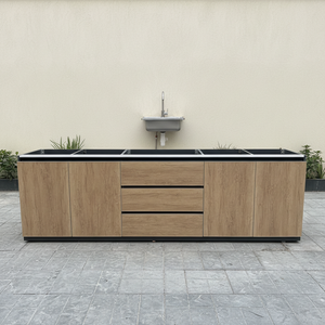 Meuble de cuisine extérieur autoportant moderne en alliage d'aluminium, double porte, écologique, étanche, finition brillante, pour villa et appartement - Product Image 3