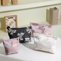 Trousse de Maquillage en Toile Rose à Motifs Floraux pour Femme, Grande Capacité, Sac de Voyage, Pochette de Rangement, Fermeture Éclair pour Rouge à Lèvres