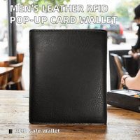 Porte-cartes métallique pop-up à un clic pour homme, best-seller, plusieurs emplacements pour cartes, format court, anti-RFID, doublure en cuir de vachette véritable