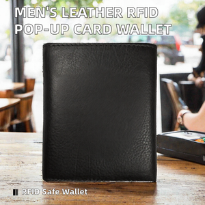 Men's Best-selling One-click Pop-up <b>Metal</b> <b>Card</b> <b>Holder</b> Multiple <b>Card</b> Slots Short Length RFID Anti-skimming Cowhide Lining Genuine - Product Image 2