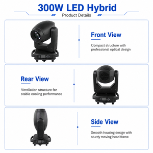 High Brightness 300W LED Hybrid Beam Spot Wash 3-in-1 Moving Head <b>Light</b> for Concert Stages - Product Image 3