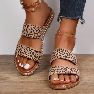 Pantoufles léopard pour femmes adultes, grande taille, légères, plates, à enfiler, chaussures décontractées très tendance, semelle en caoutchouc antidérapante - Product Image 6