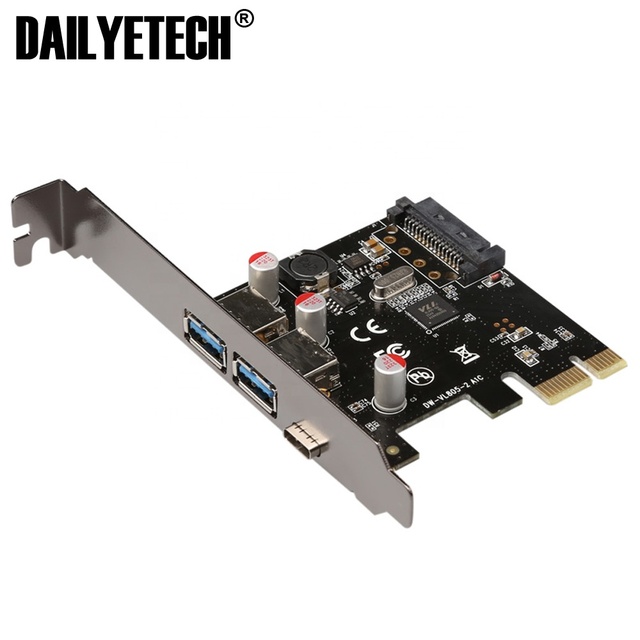 USB 3.1 Type C PCIe Expansion Card PCI-e to 1 Type C and 2 Type a 3.0 USB Adapter PCI Express Riser Card for Desktop VL805 Chips