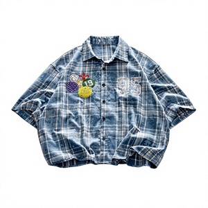 Camiseta de Manga Corta Oversize para Hombre, Informal, Transpirable, de Algodón, con Diseño Gráfico de Parches, Logotipo Estampado en la Parte Delantera, Estilo Urbano - Product Image 1