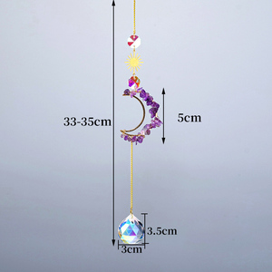 Venta al por mayor de alta calidad de cristal natural Sun Catcher Moon Shape Sun Catcher Mixed Amethyst Suncatche para la decoración - Product Image 5