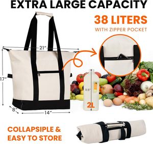 Jumbo Insulated <b>Bag</b> Leakproof Collapsible Large Soft Cooler Tote With Peva Liner Cold Retention for <b>Beach</b> Camping Picnic - Product Image 3