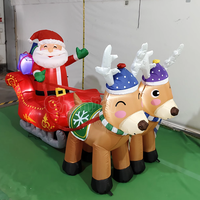 Grande luge gonflable de Noël avec deux rennes et éclairage LED, décoration de jardin pour les fêtes