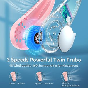 <b>USB</b> Rechargeable 2100mAh Mini Personal Neckband Cooling <b>Fan</b> Wearable Hanging Potable Bladeless Necklace Portable <b>Car</b> - Product Image 3