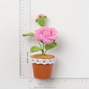 กระถางดอกกุหลาบโครเชต์ทำมือจากไหมพรม ขายส่ง สำหรับตกแต่งบ้าน - Product Image 6