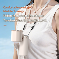 Hxtc88 Ventilateur portable pliable 4000 mAh avec écran LED 100 vitesses, rafraîchisseur d'air haute vitesse, et cordon tour de cou, idéal pour les voyages