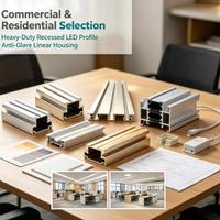 Profilé LED encastré en aluminium robuste, boîtier linéaire anti-éblouissement pour éclairage de plafond commercial et résidentiel
