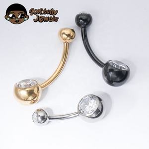 Bijoux de mode à la mode pour femmes G23 titane 14G <span class=keywords><strong>banane</strong></span> nombril anneau nombril Piercing bijoux - Product Image 3
