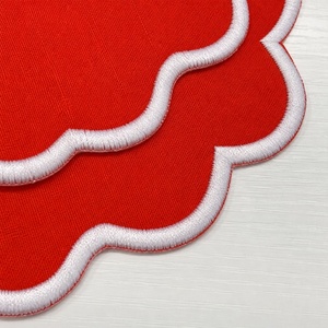 <b>Personalised</b> Christmas Styling Customization Embroidered Edge Scalloped Luxury French Organic Flax Fabric 100% Linen Napkin - Product Image 2