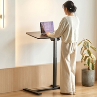Bureau mobile pour ordinateur portable à poser sur lit, réglable en hauteur, avec plateau inclinable et roulettes à verrouillage intégré, idéal pour la maison