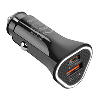 2024 nuevo cargador de coche rápido electrónico universal de 2 puertos Qc3.0 + PD USB y cargador de coche PD de 20W para teléfonos Apple Samsung