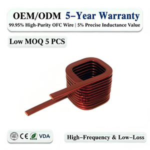 Inducteur à fil plat à profil bas, à noyau d'air, à courant élevé pour crossover de haut-parleur audio, facteur Q élevé, usine OEM ODM - Product Image 1