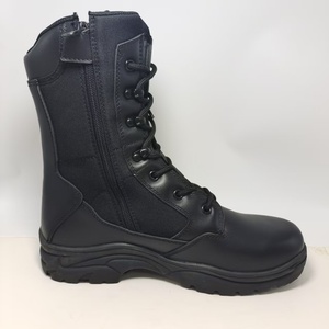 TSB101 <b>Black</b> Training long high top durable Leather <b>Boots</b> with side zip customized heavy duty <b>working</b> <b>boots</b> - Product Image 4