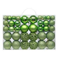 Lot de 100 Boules de Noël Classiques Suspendues Incassables, Ornements de Noël Multitailles Brillants et Creux en Filigrane, Boîte Cadeau