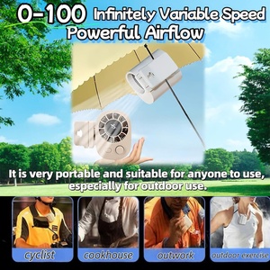 Mini ventilateur USB portable avec écran LED, réglage de la vitesse 0-100, rechargeable, design à clipser personnel pour utilisation en extérieur sous parapluie - Product Image 3