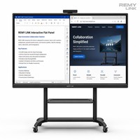 Écran plat interactif de 65 pouces avec support mobile sur roulettes, affichage tout-en-un