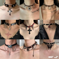 Collier ras du cou en cuir gothique punk foncé Halloween Sweet Cool pour les femmes Colliers de mode Fournisseur en gros