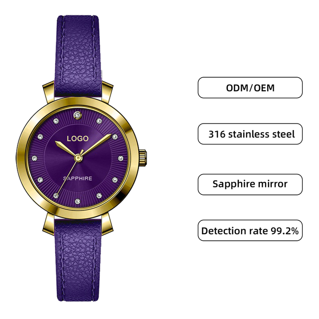 OEM ODM Custom Brand High Quality Business Women's Leather Strap Stainless Steel Quartz Minimalist Luxury Glass Wrist Watch