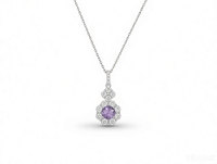 Romantische Luxus 925 Sterling Silber Amethyst Tropfen-Ohrringe Blumenform mit CZ-Akzenten für Damen Hochzeit Party Geschenk