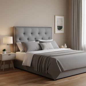 Testiera Imbottita Bridgevine Home Queen Size Grigia con Finitura a Borchie in Ecopelle Stile Tradizionale - Product Image 2