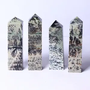Kristaller şifa taşları kule taşlar noktası değnek dendritik Opal kulesi dekorasyon için doğal ev dekorasyon