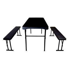 Moon Black doppio <span class=keywords><strong>tavolo</strong></span> <span class=keywords><strong>e</strong></span> sedia <span class=keywords><strong>Set</strong></span> di birra tavoli <span class=keywords><strong>e</strong></span> <span class=keywords><strong>panche</strong></span> all'aperto <span class=keywords><strong>tavolo</strong></span> <span class=keywords><strong>e</strong></span> sedie HDPE pannello di plastica verniciato a polvere finito - Product Image 2